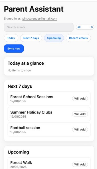 Parent dashboard filters preview